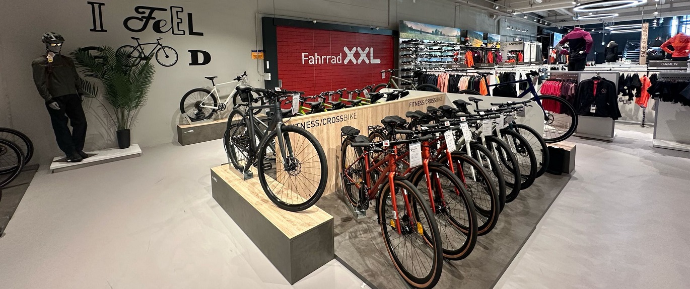 Ausschnitt der Ausstellungsfläche von Fahrrad XXL Emporon