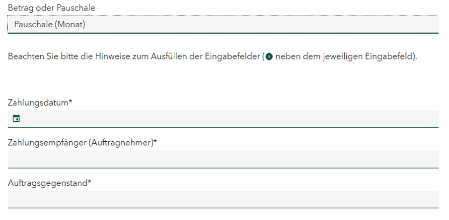 Screenshot der Eingabfelder Kostenposition