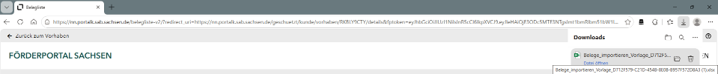 Screenshot eines Buttons für den Beleglistenimport