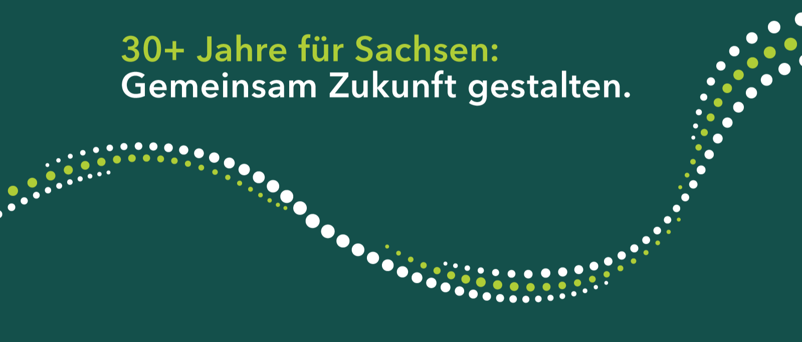 Grafik mit aufsteigender Helix-Form zum SAB-Jubiläum mit grafischem Hinweis: 30+ Jahre für Sachsen: Gemeinsam Zukunft gestalten.